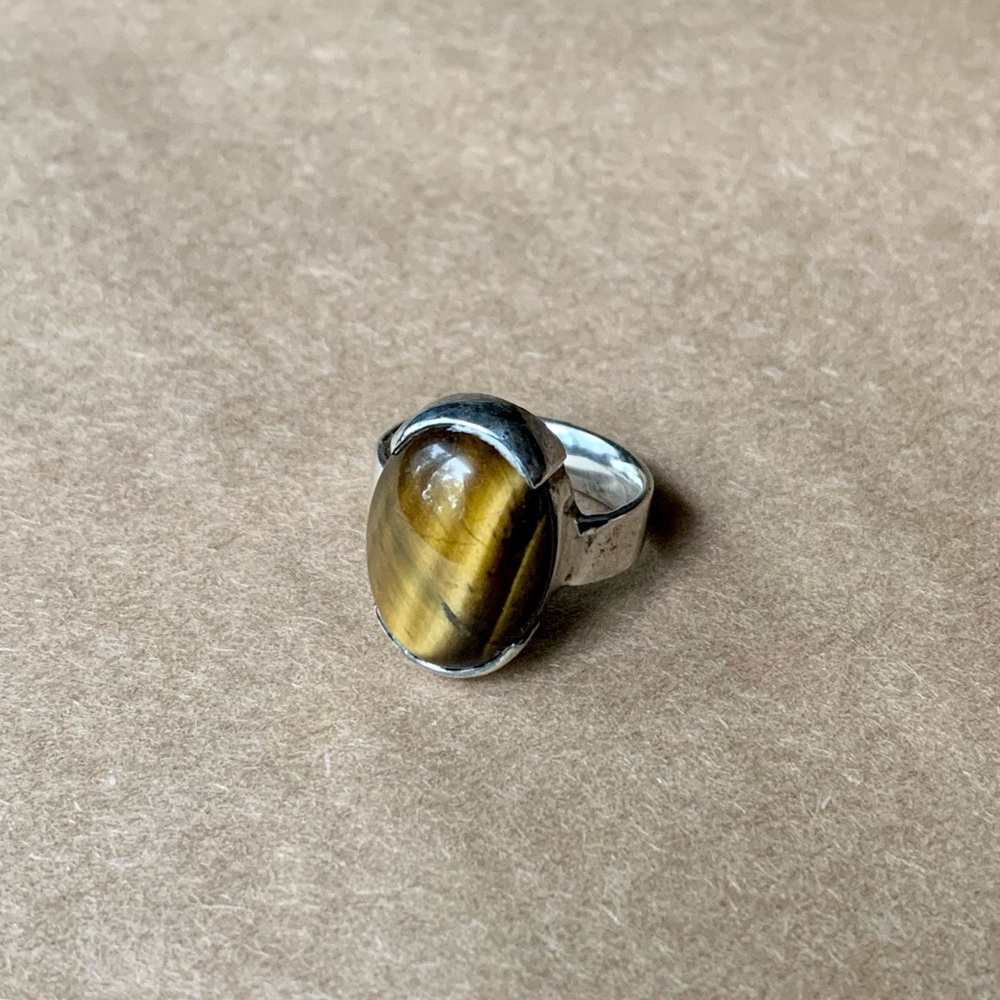 Tiger's Eye Oval Ring Silver 925